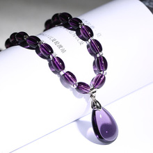 女士高品质深紫水晶玻璃仿紫水晶项链周年节日纪念品礼物一件代发