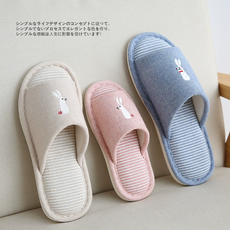 Домашние тапочки для родителей и детей с мультяшной вышивкой, семья из трех кроликов, домашние Нескользящие тапочки оптом, детские Тапочки