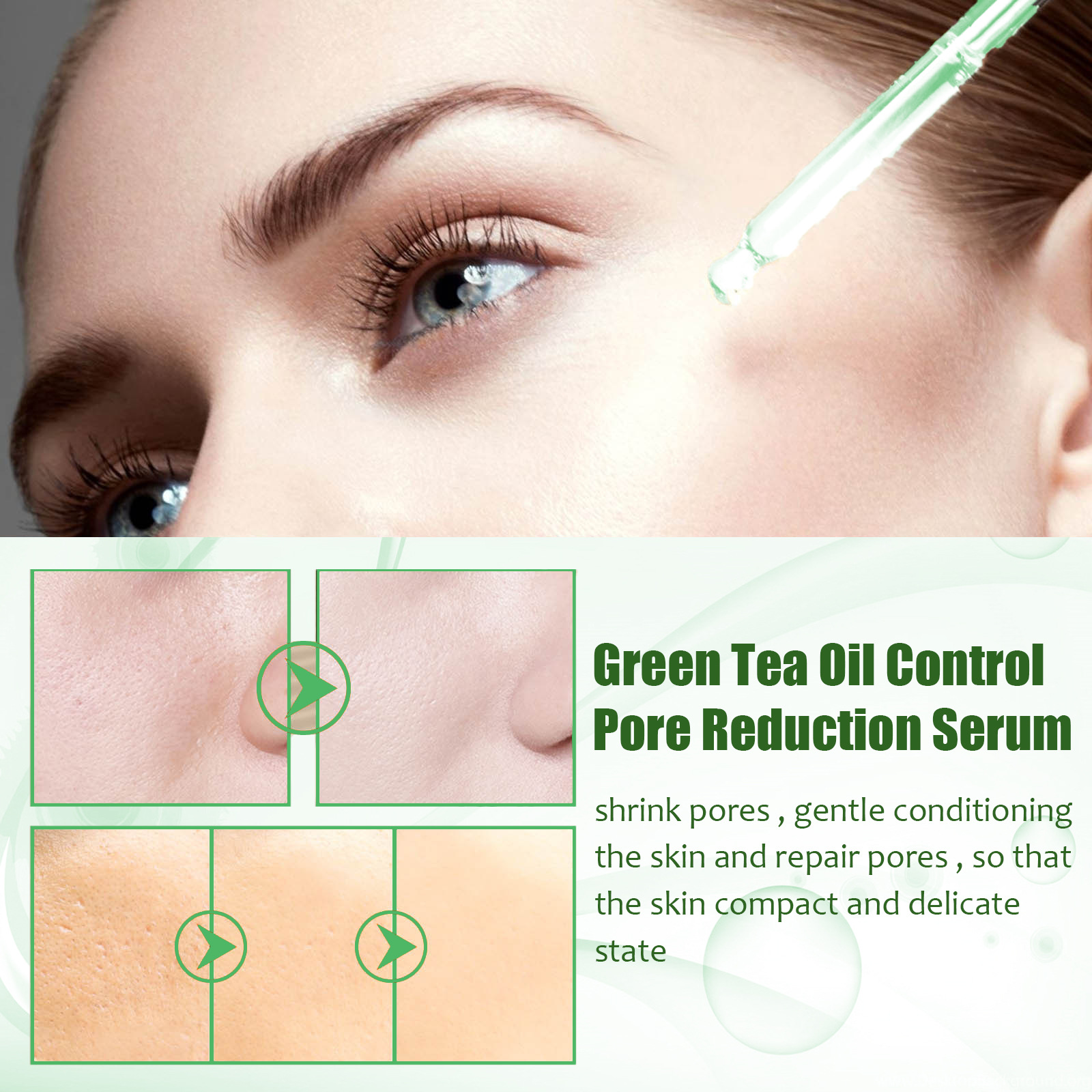 EELHOE Green Tea Pore Shrinking essence Solution Moisturizes, moisturizes, gently shrinks, refines pores, revitalizes_voghion.com
