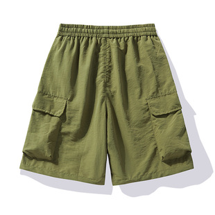 2025 New Summer Men's and Women's Casual Versatile Comfortable Large Pocket Casual Loose Versatile Workwear Breathable Five-Point Pants