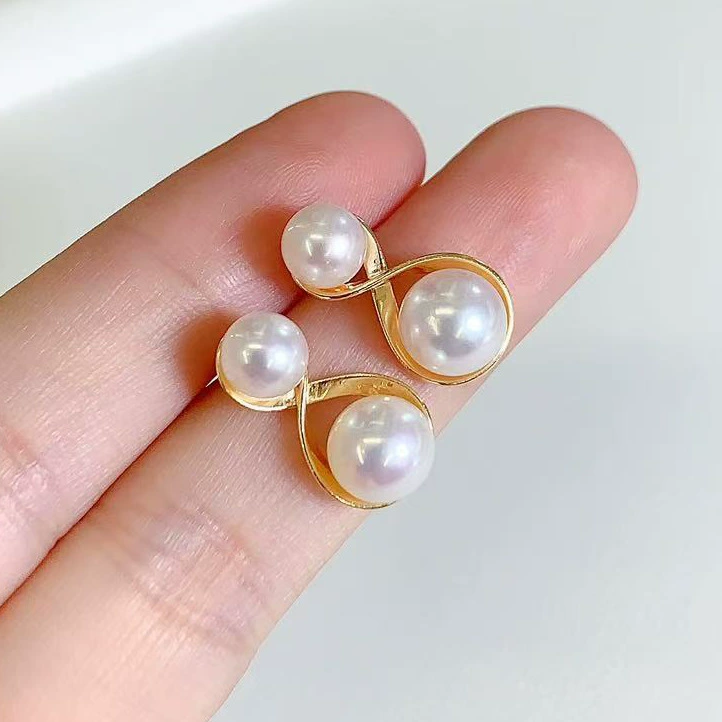 Серьги из жемчуга, авторская фурнитура, S925, серебро 925 пробы, 5-8мм