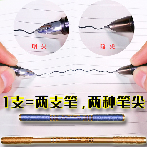 Creative gold-rimmed double-ended retractable steel pen, replaceable ink cartridge, student pen, sharpener for both ends, factory direct sales, wholesale.