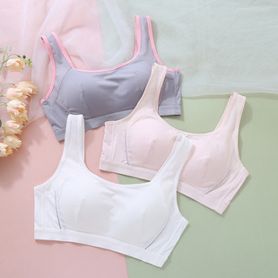 Girls' Underwear Sports Vest Developmental Junior High School Students High School Students Thin All Cotton Non-rimless Bra Bra
