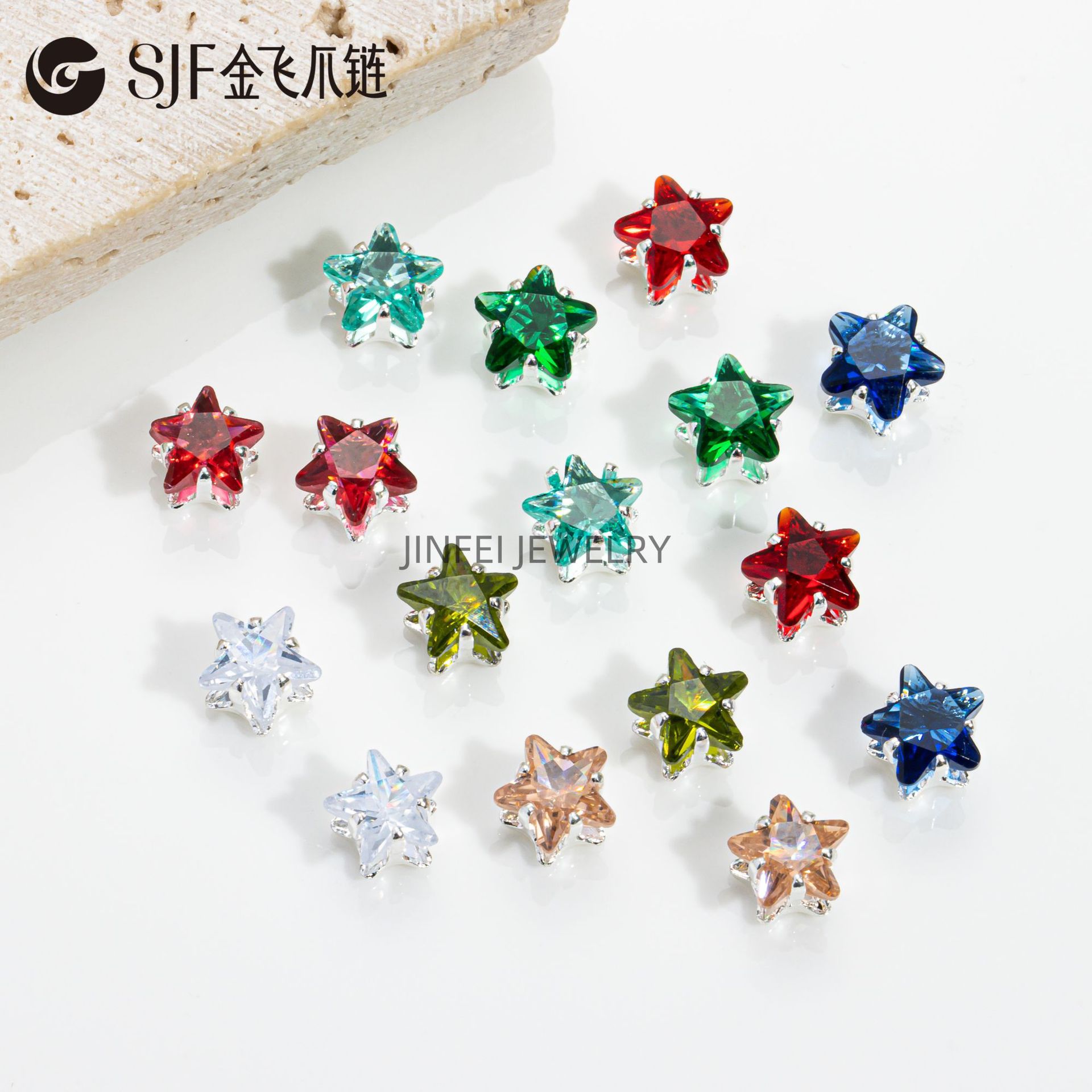 Exquisite Zircon Color Five-pointed Star Small All-match Personality Star Jewelry DIY Mobile Phone Chain Bracelet Necklace Accessories