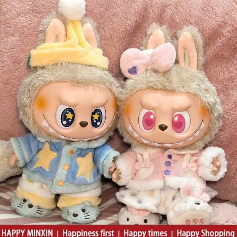 Labubu Doll Clothes 37cm 38 Vinyl First-Generation Clothes Mokoko Pajamas Doll Plush Spring Big Doll