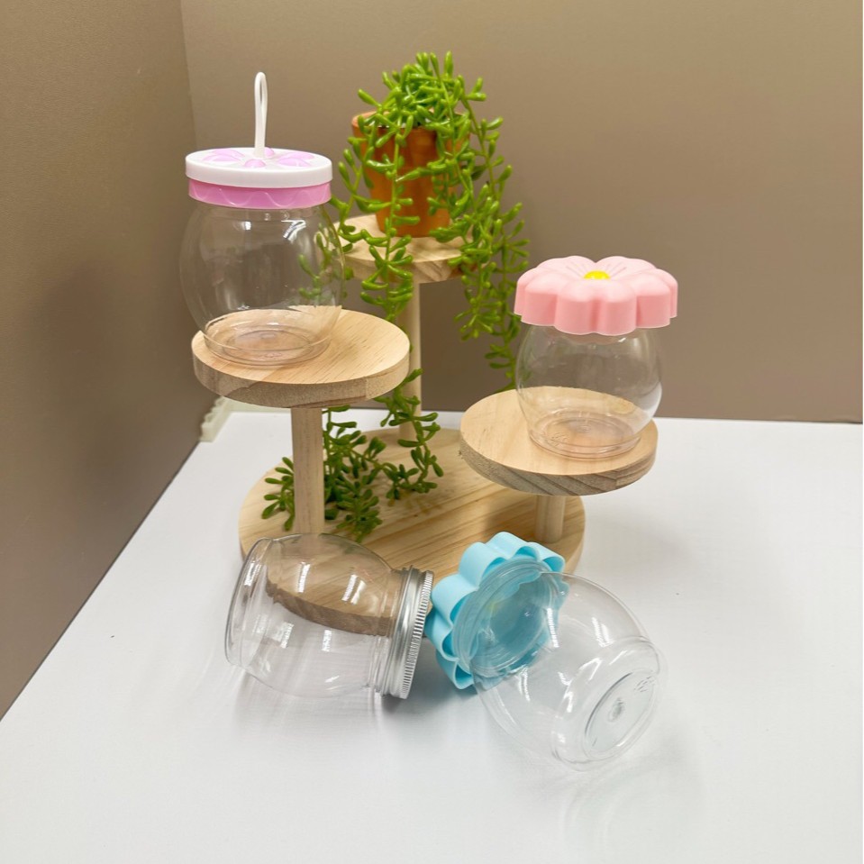 儿童饰品可爱樱花瓶橡皮筋瓶起泡胶水晶泥卡通包装塑料瓶