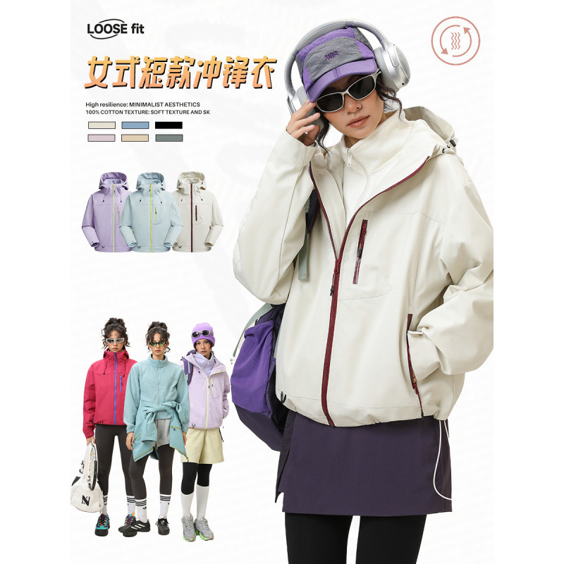 Shiguangzhe Outdoor 3-in-1 Waterproof Jacket for Hiking, Mountaineering, and Trekking in Xizang, Women's Short Windproof Coat Shiguangzhe Outdoor 3-in-1 Waterproof Jacket for Hiking, Mountaineering, and Trekking in Xizang, Women's Short Windproof Coat