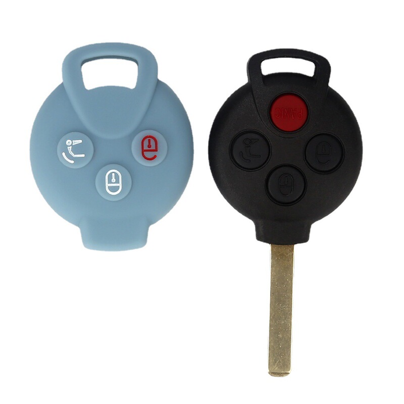 Suitable for Mercedes-Benz smart Straight Plate 3 Key Silicone Key Case Soft Rubber Key Case smart Car Anti-theft Device Protective Case