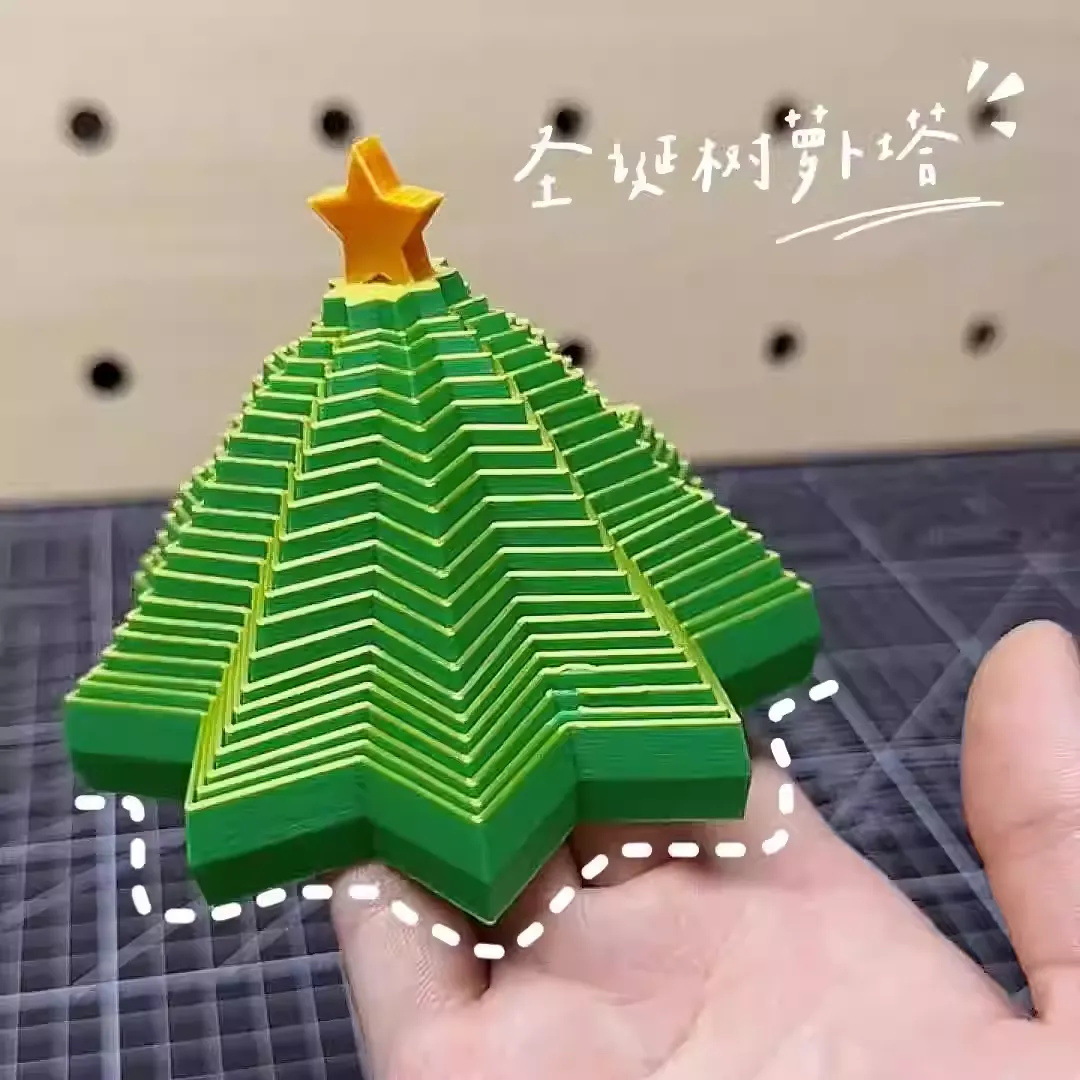 Impresión 3D árbol de Navidad torre de rábanos descompresión juguetes de ventilación estiramiento espiral octogonal curar adornos de escritorio al por mayor