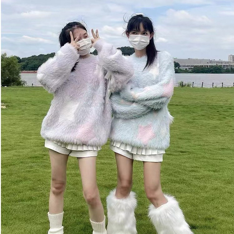 2025 New Autumn and Winter Couple Style High-Quality Knitwear Women's Loose Ultra-Thick Imitation Mink Velvet Sister Style Korean Knitwear