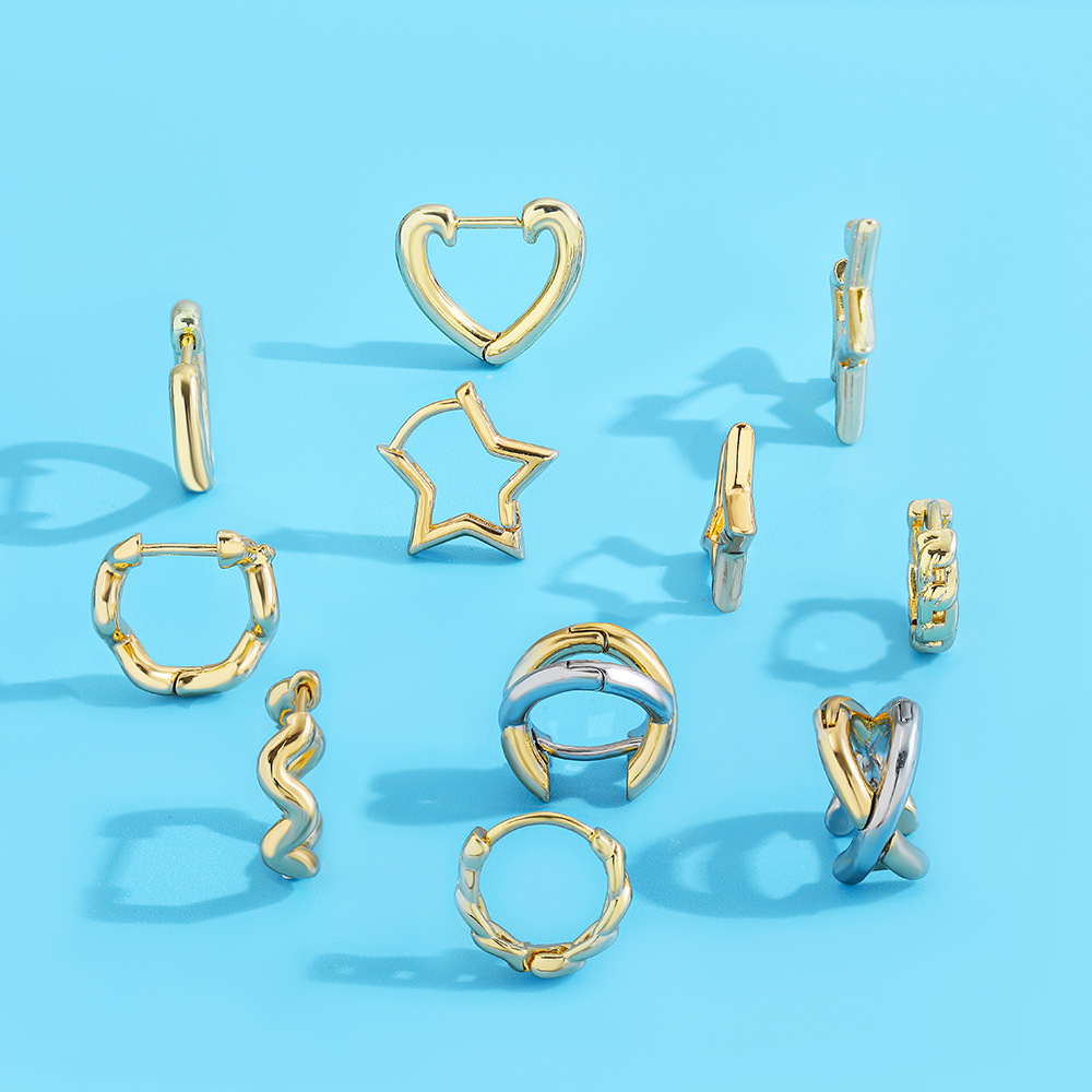 7g Weight Alloy Ear Needle Material Earrings Classification 1 Pair Quantity Casual, Street Occasion Alloy Material Pentagram, Geometric, Heart Shape Pattern All Seasons Season Unisex Gender Polished Finish Plating Design Casual, Commute Style 1 Pair Casual Commute Pentagram Geometric Heart Shape Plating Alloy Earrings 14