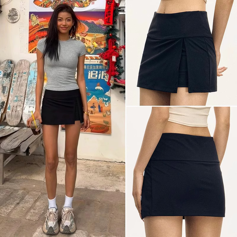 Slit Hip Skirt Women's Summer 2025 New Anti-Exposure Sports Short Skirt Tennis Skirt Running Fitness Yoga Skirt Pants