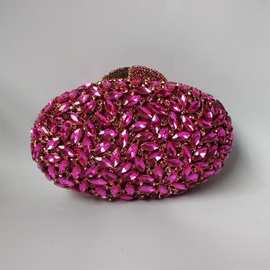 Flower crystal bag新款立体花朵镶钻晚宴包平底满钻宴会手拿女包