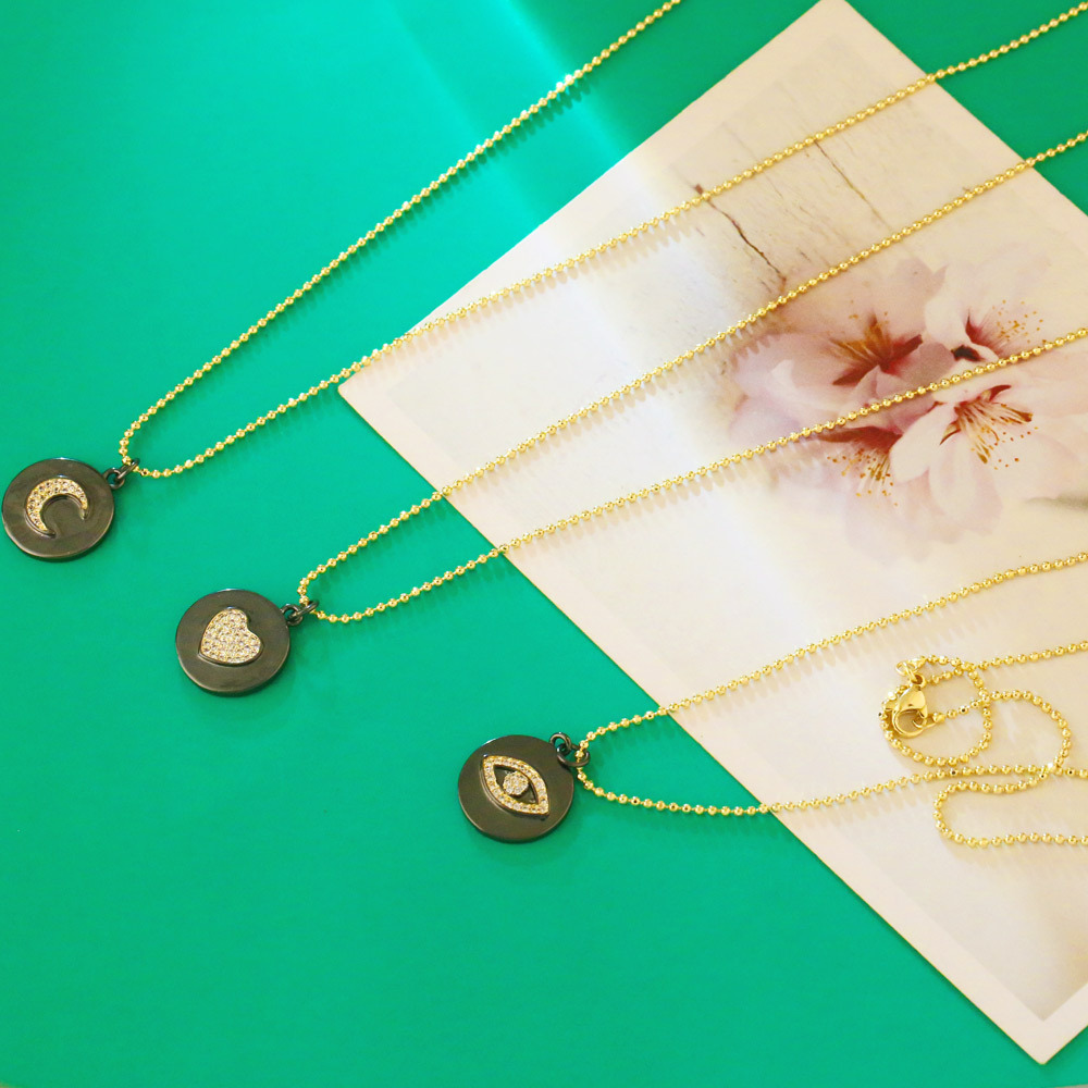 evil eye star moon geometric love zircon pendant necklace sweater chain