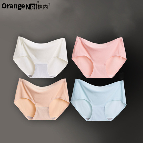 Breathable and cool mesh ice silk women's underwear one-piece seamless mid-waist high elastic women's briefs factory direct sale