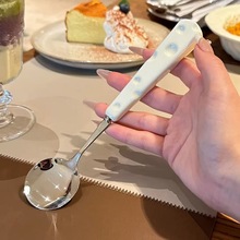 新款不锈钢甜品雪糕圆勺奶酪长柄家用儿童汤勺饭勺