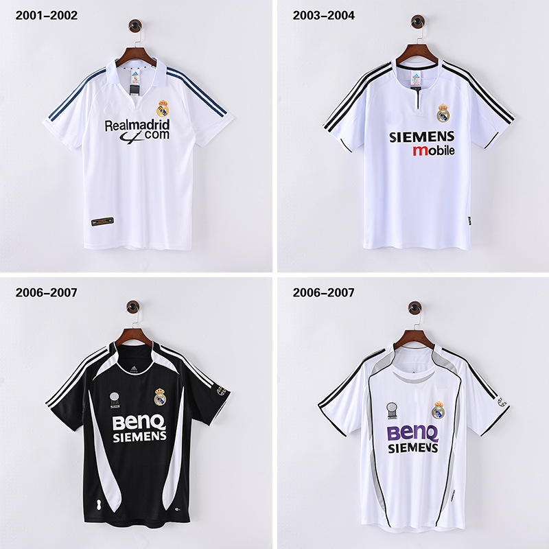 Real Madrid Retro Football Clothing Adult Embroidered Short-sleeved T-shirt Old Custom Home Fans Version Cross-border Away Hair