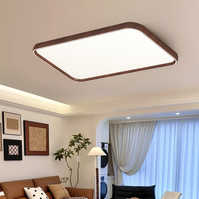 lámpara de dormitorio de estilo medieval lámpara de dormitorio principal lámpara Zhongshan lámpara de sala de estar lámpara de comedor de color nuez luz de techo de protección de ojos de espectro completo