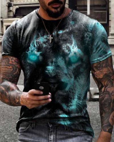 Летняя трансграничная футболка Европейская и американская мода, новая мужская Свободная Спортивная футболка с круглым вырезом и коротким рукавом, поколение 3DT