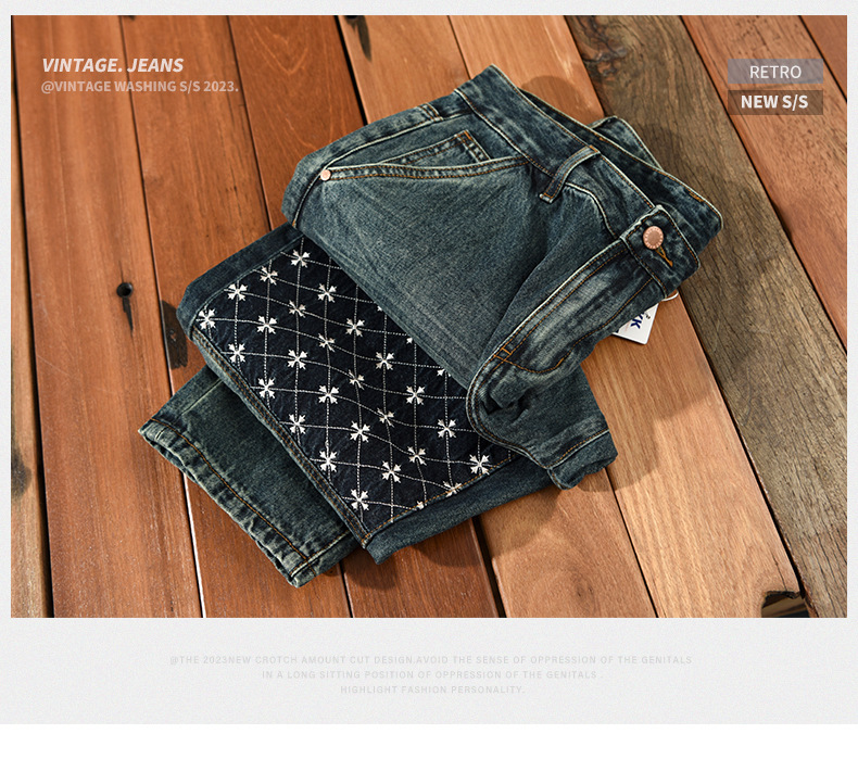 1025 jeans casual da uomo, modello patchwork e da bucato, un pezzo per la sostituzione dei capelli_voghion.com