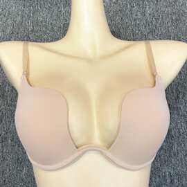 跨境U型女士大码内衣有钢圈上托防下垂聚拢小胸显大性感美背文胸