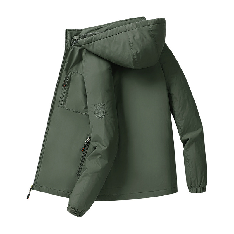 秋冬户外休闲中年夹克大码中长款加绒加厚防水透气男士外套