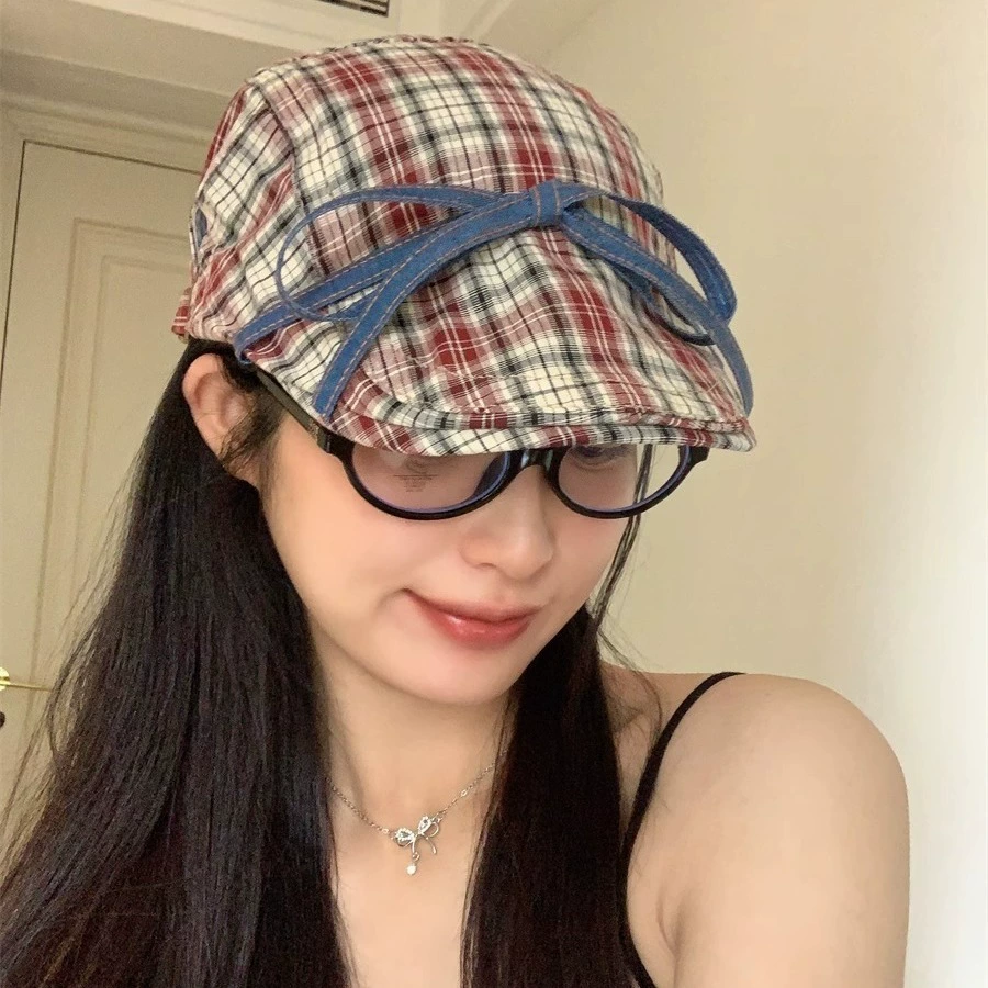 Brand cute summer thin retro beret with bow
