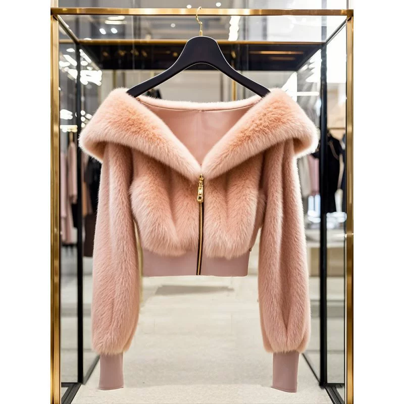 Зимний фиолетовый бархатный короткий жакет, стиль Chanel, высокая талия