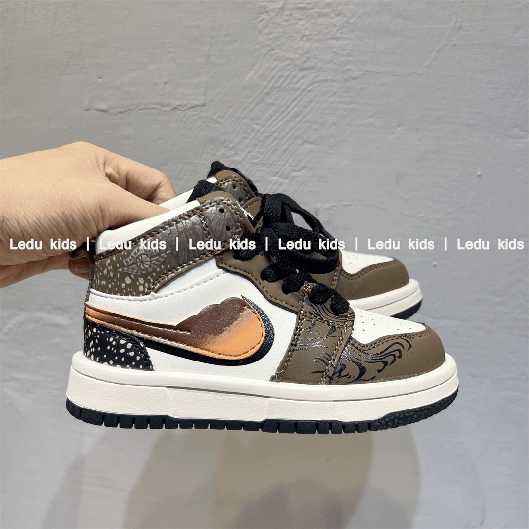 Air Jordan, детская спортивная обувь, демисезонная нескользящая баскетбольная форма для мальчиков, высокие кроссовки, мягкая подошва