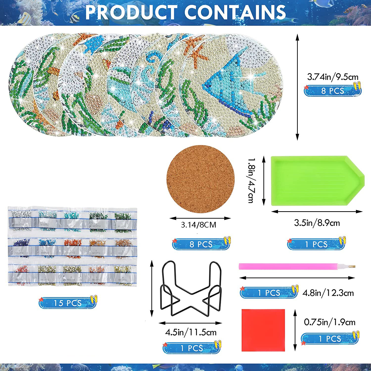 Nuevo diamante piedra pintura montaña redonda placemat niños DIY hecho a mano 5D pintado a mano mundo submarino creativo pasta diamante pintura
