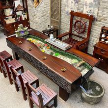 茶桌椅组合实木新中式泡茶台客厅禅意流水养鱼茶几鱼缸茶台