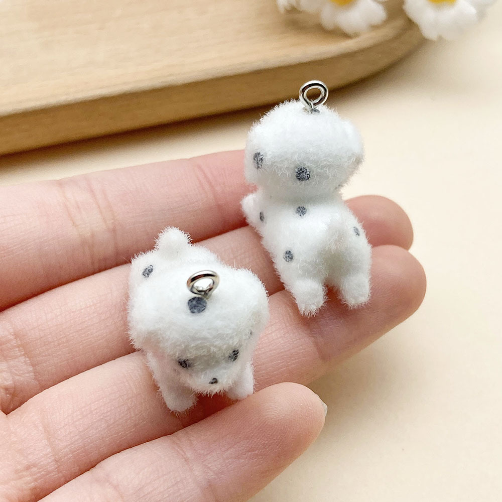 흰색 수지 무리 동물 강아지 달마시안 1마리 28x24mm-23144-4g
