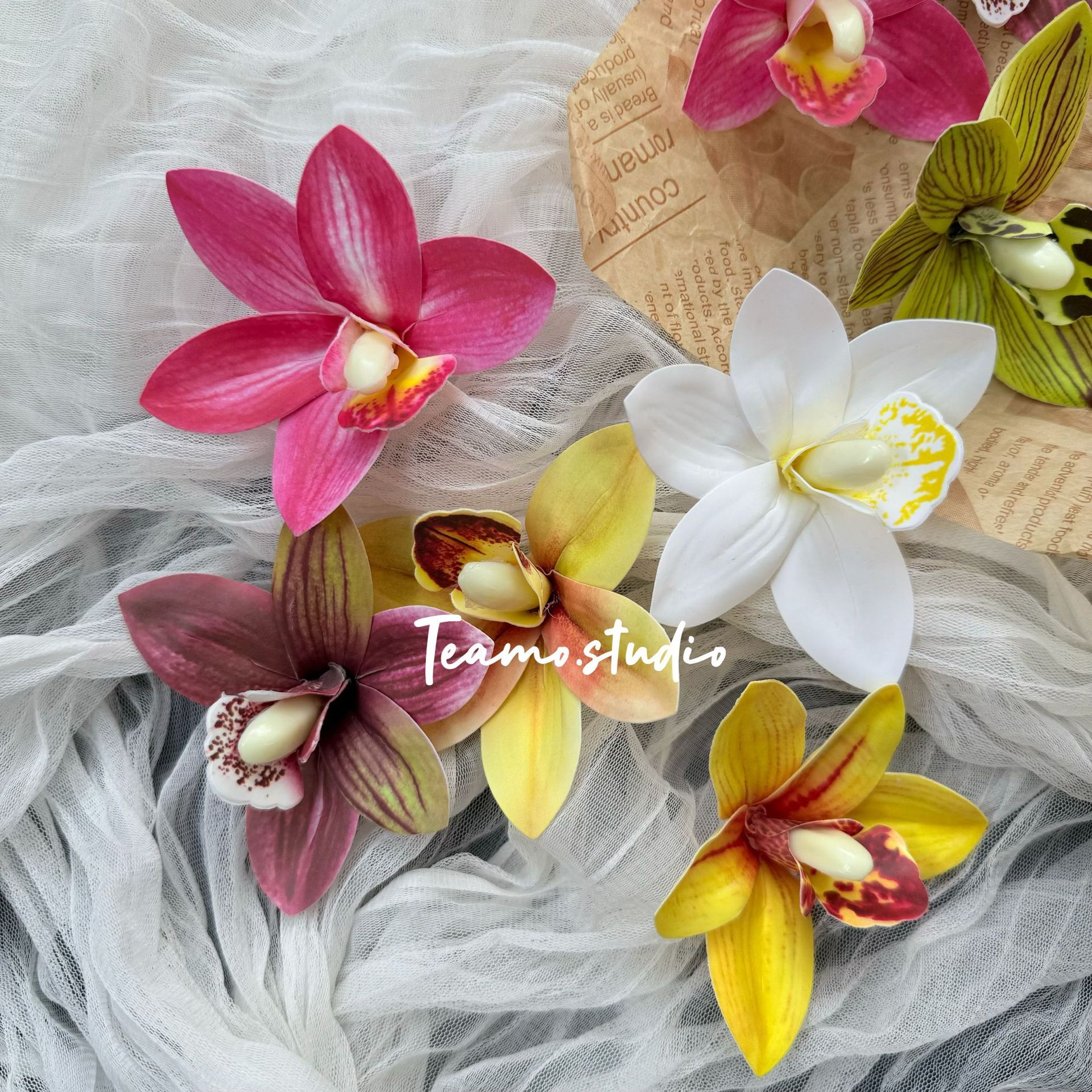 Imitation flower diy new Chinese candy box with hand gift small cymbidium headdress hairpin accessories small magnolia film