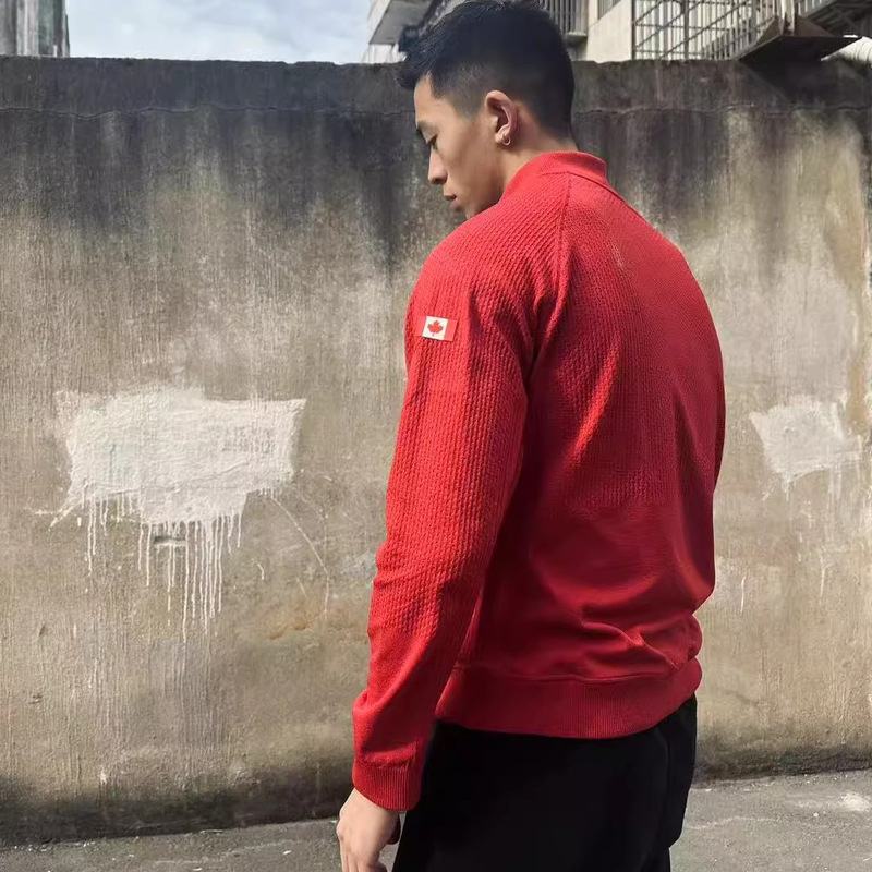 Lulu with Canada Limited Seamless Jacquard Jacket Fitness Collar Stretch Zip Jacket Trendy Jacket