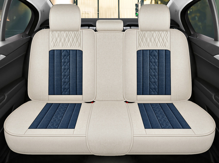 2025 Linen Car Cushion Four Seasons Universal Comfortable Breathable Fully Enclosed Fabric Seat Cover New Five-Seat Special