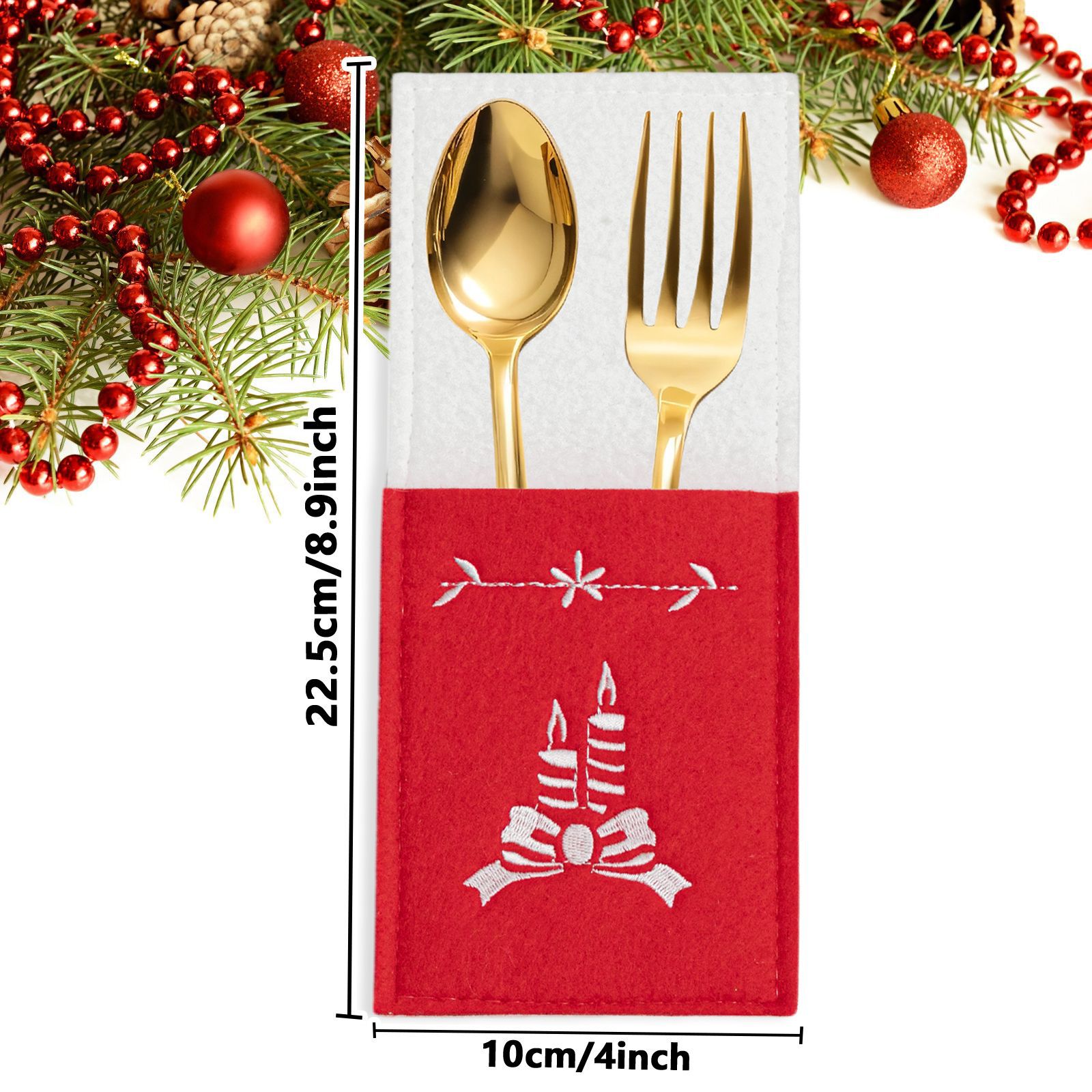 Decoración de Navidad transfronteriza Cuchillo y tenedor cubierta de feltro rojo Cuchillo y tenedor cubierta de decoración de mesa de cocina de comedor