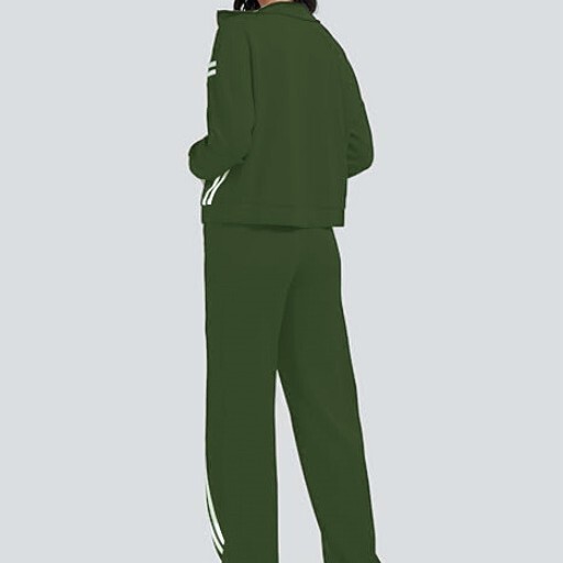 休闲拉链运动两件套装撞色条纹阔腿慢跑裤旅行运动alo瑜伽服套装|undefined
