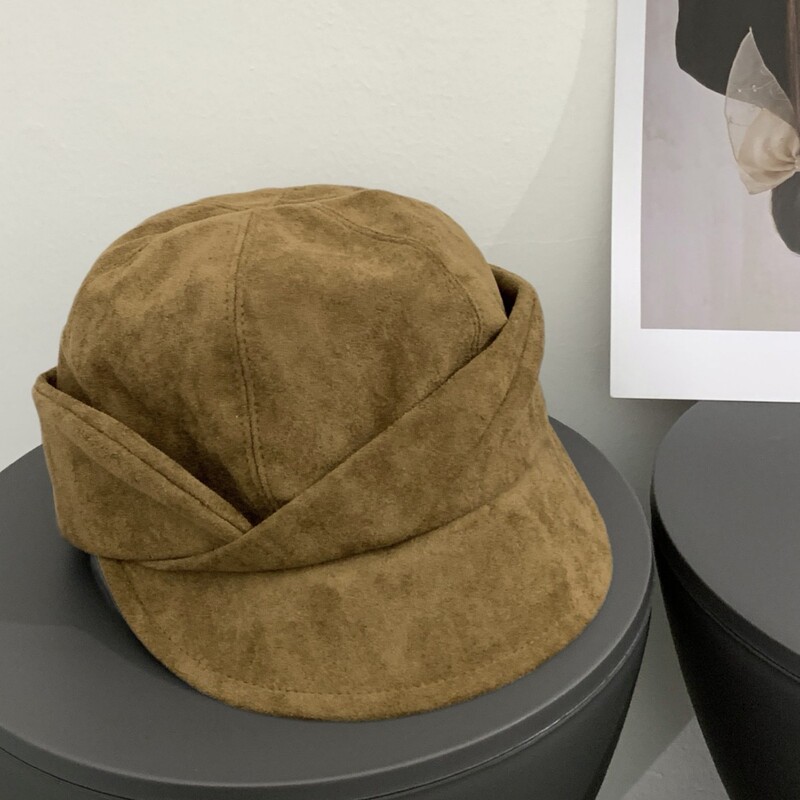 韩系美拉德色系秋冬加厚保暖贝雷帽女复古显脸小软帽檐鸭舌帽素颜|undefined