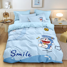 哆啦a梦四件套纯棉被套卡通床品儿童卧室床单学生宿舍被罩三件套