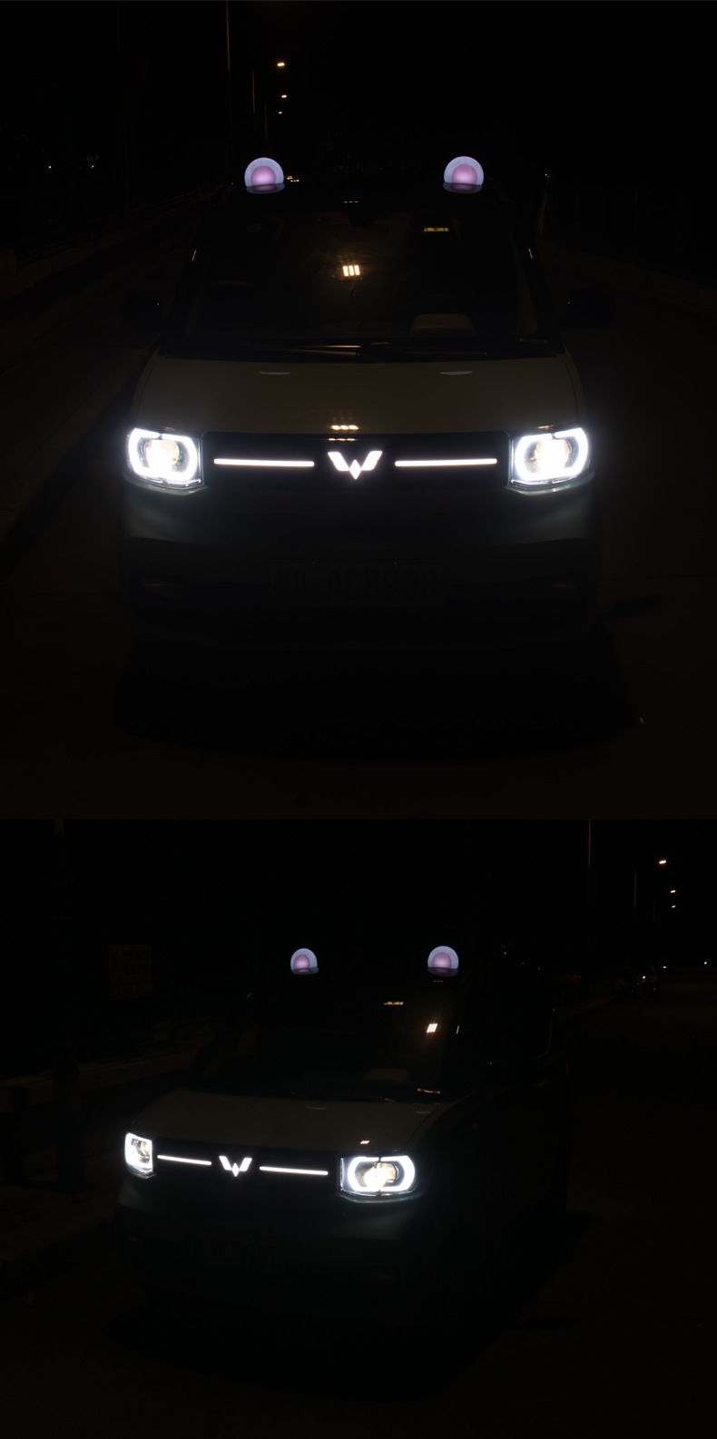Car Roof Decorative Lights, Cute Cartoon Cat Ear Decorations, Solar-Powered Rechargeable Lights, Car Exterior Ornaments Modification