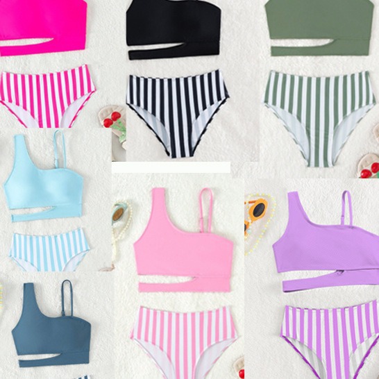 Swimsuit girls' 8-year-old 9-year-old 10-year-old 11-12-year-old hot spring beach swimsuit with Cup cotton multi-color