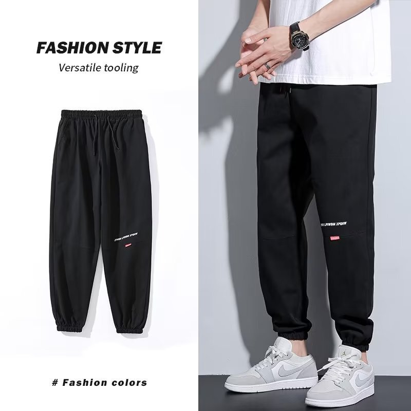 Ankle-length pants men's autumn new youth stitching fashion Korean fashion ins loose casual overalls Ankle-length pants men's autumn new youth stitching fashion Korean fashion ins loose casual overalls