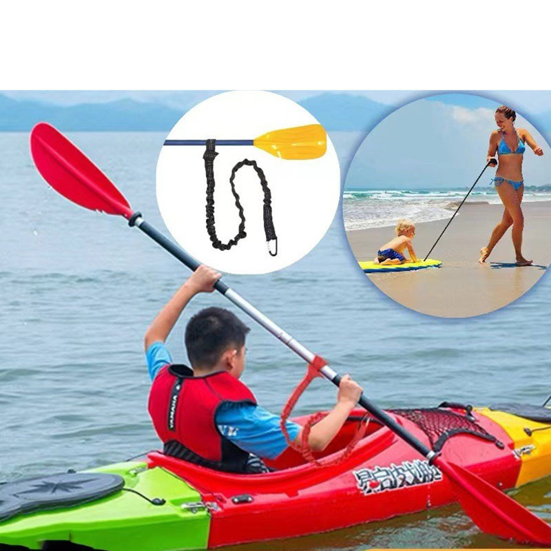 Outdoor Multi-purpose Kayak Award Anti-lost Rope Kayak Paddle-shaped Winding with Fishing Rod Anti-falling Hand Rope Stretchable