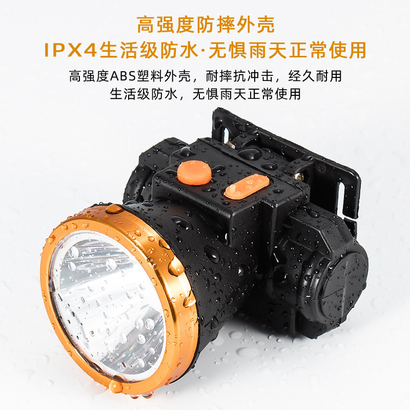 Rechargeable Strong Light Headlamp Outdoor Head-Mounted Fishing Miner's Lamp High-Power Lithium Battery Searchlight Flood-Proof and Waterproof Headlamp
