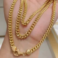 18-каратное Золотое ожерелье цвета Au750, Золотая кубинская цепочка, полая боковая цепочка, Европейская и американская мужская цепочка для танка, хлыст, босс