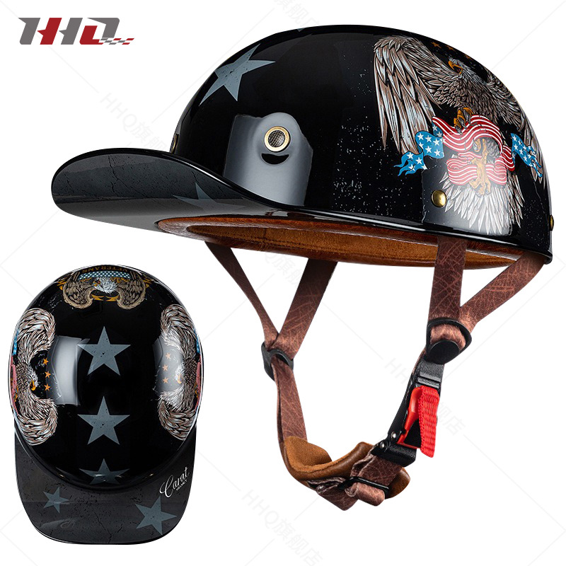 Al por mayor casco de motocicleta medio casco verano hombres y mujeres retro Harley motocicleta eléctrica gorra de béisbol primicia casco fabricante