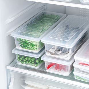 Japanese Double-Door Refrigerator Storage Box Freezer Crisper Drain Storage Box Kitchen Organization