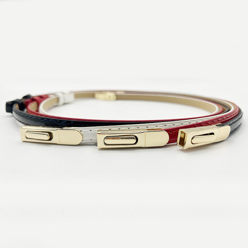 Leather versatile women's slim waist belt with adjustable stomach decoration, matches dress, sweater, suit, waist-cinching small belt
