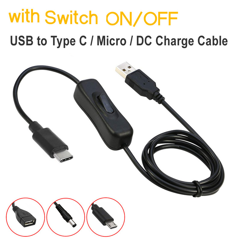 Type-c switch line Micro USB charging cable DC power cord LED desk lamp fan mobile phone 5.5x2.1mm
