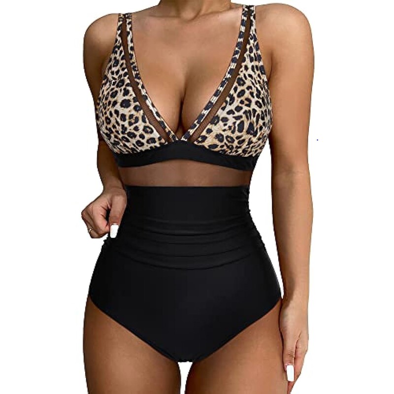 European and American Cross-Border Popular One-Piece Swimsuit for Women, Conservative, Slimming, Hollow-Out Deep V Push-Up Bikini